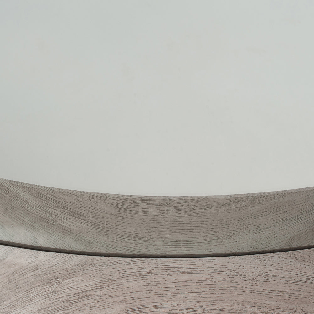 Product photograph of Olivia S Lesha Oak Veneer Round Wall Mirror In Grey from Olivia's.