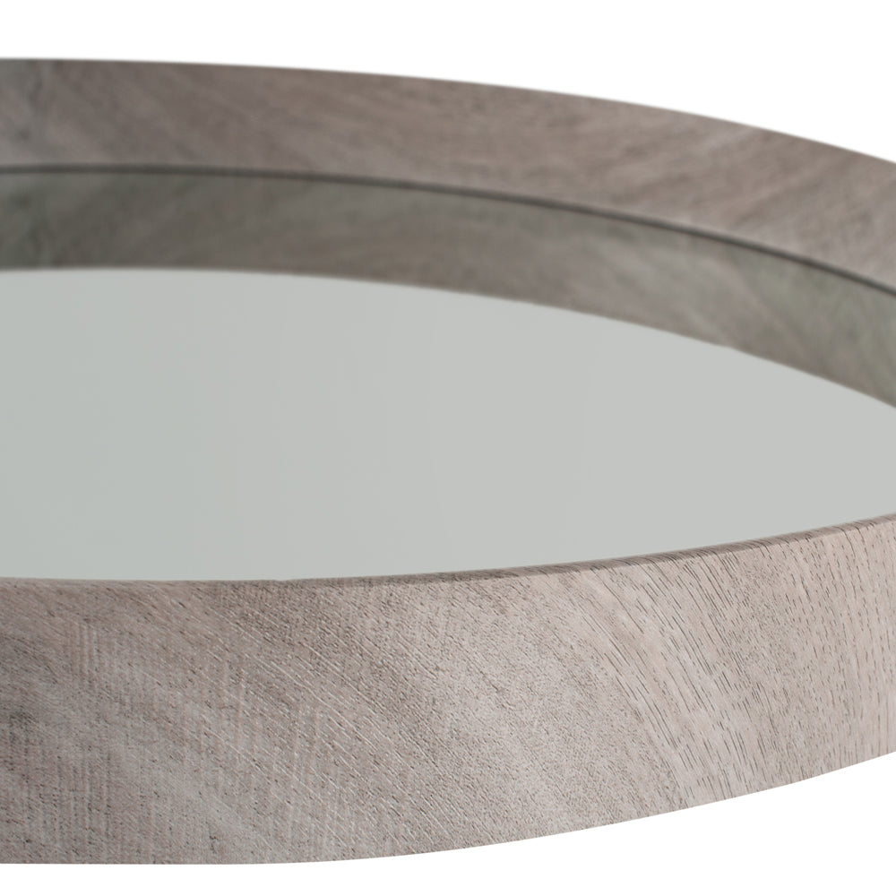 Product photograph of Olivia S Lesha Oak Veneer Round Wall Mirror In Grey from Olivia's.