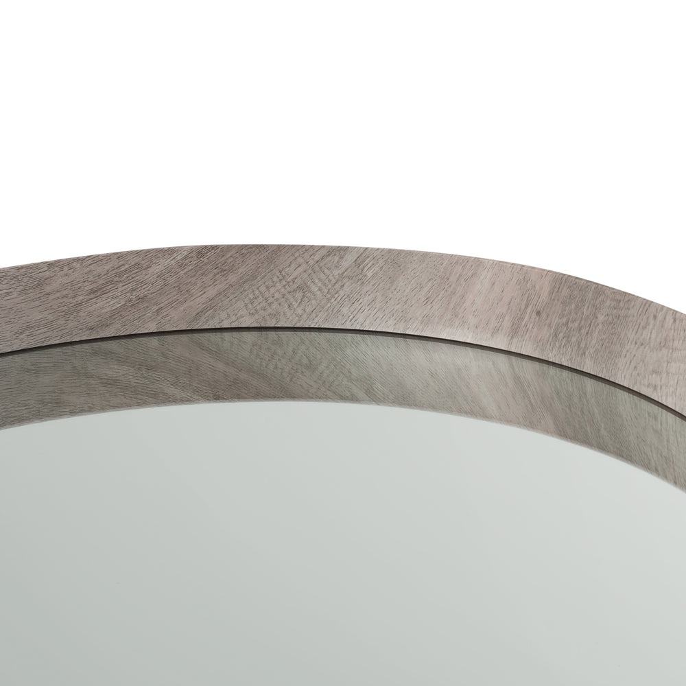 Product photograph of Olivia S Lesha Oak Veneer Round Wall Mirror In Grey from Olivia's.
