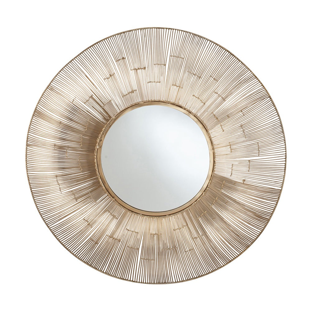 Product photograph of Olivia S Cher Antiuqe Metal Wire Round Wall Mirror In Gold from Olivia's