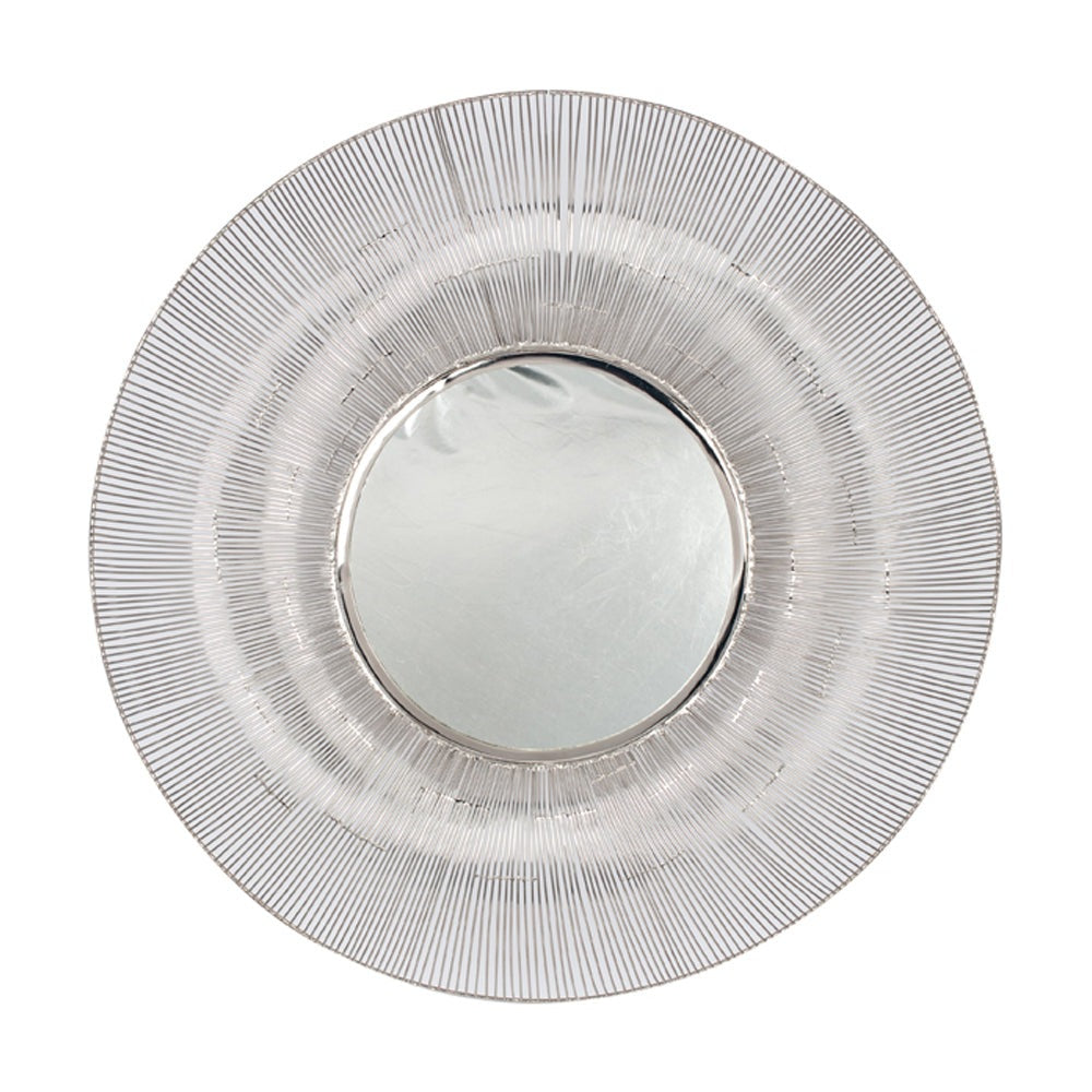 Product photograph of Olivia S Delilah Metal Wire Round Wall Mirror In Silver from Olivia's