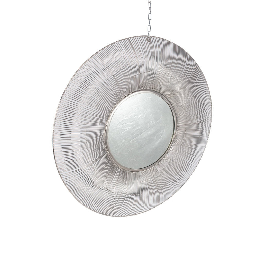 Product photograph of Olivia S Delilah Metal Wire Round Wall Mirror In Silver from Olivia's.