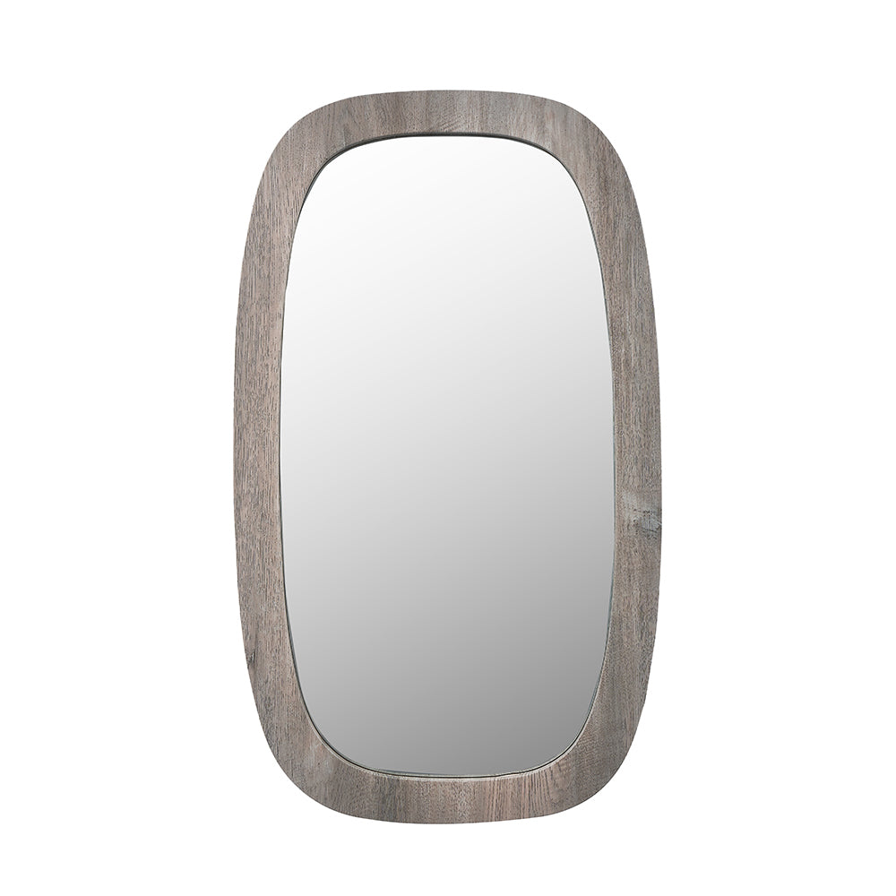 Olivias Lesha Oak Vaneer Squoval Wall Mirror In Grey