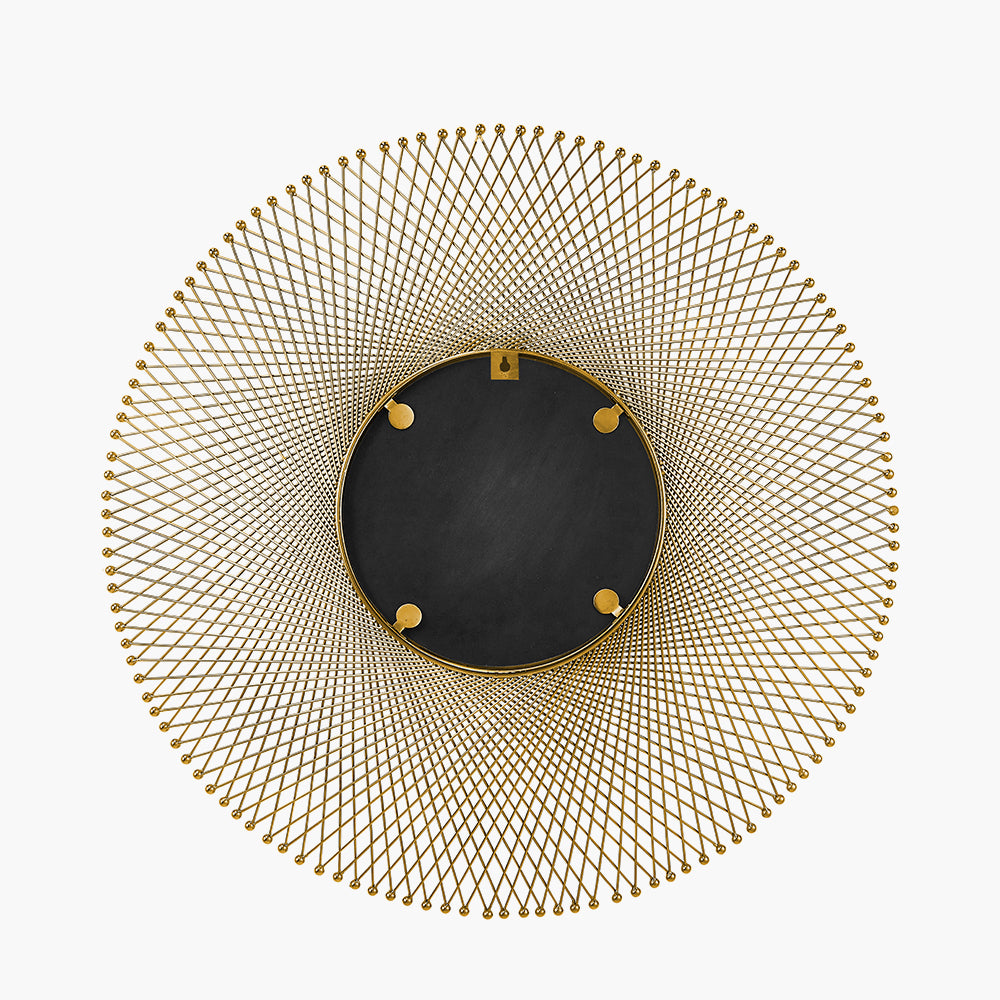 Product photograph of Olivia S Cici Metal Fretwork Round Wall Mirror In Gold from Olivia's.