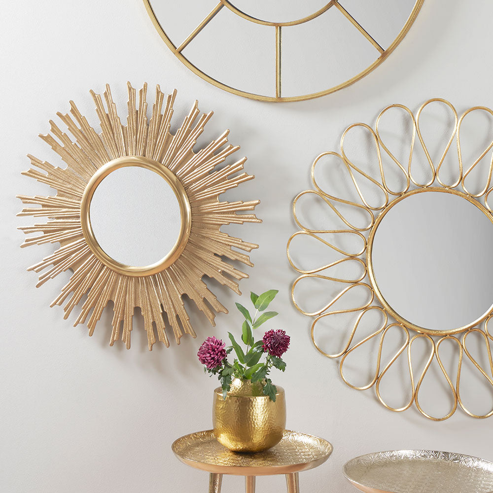 Product photograph of Olivia S Fleur Starburst Wall Mirror In Gold from Olivia's.