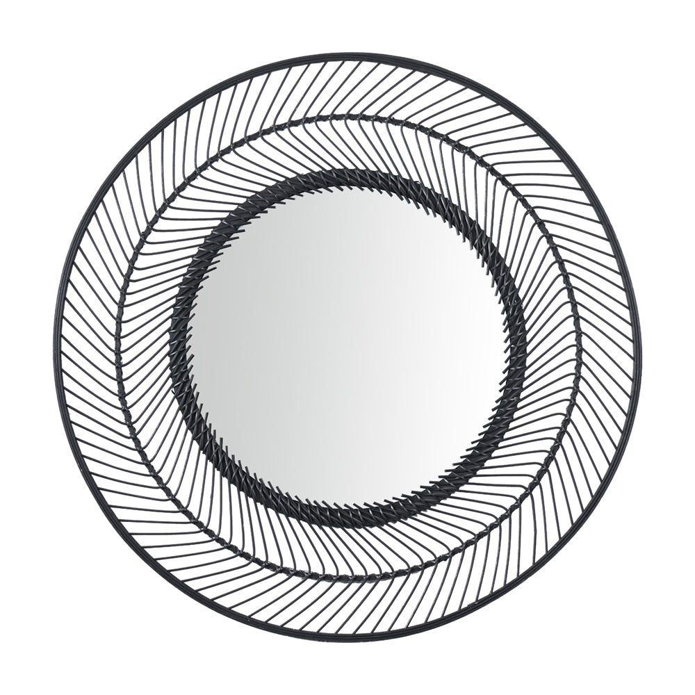 Product photograph of Olivia S Bali Bamboo Round Wall Mirror Large In Black from Olivia's