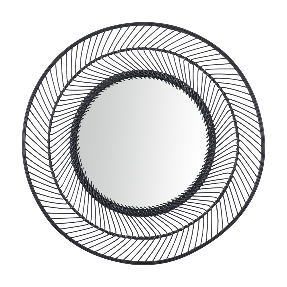 Olivias Bali Bamboo Round Wall Mirror Small In Black