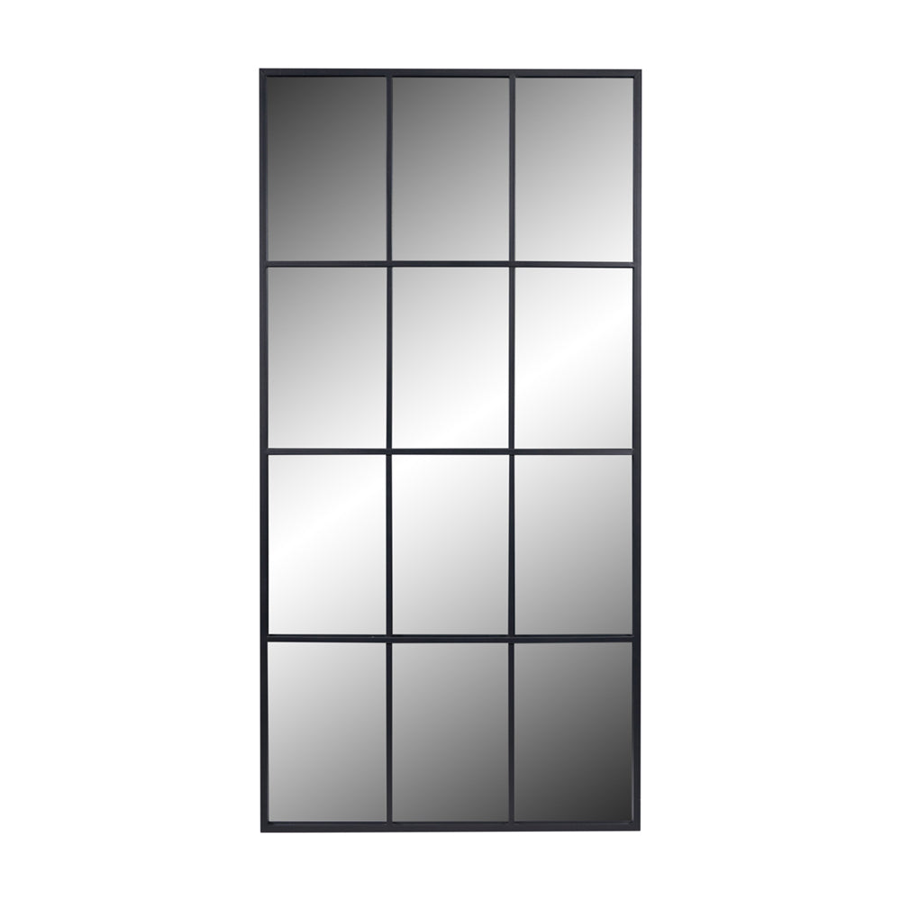 Product photograph of Olivia S Romeo Metal 12 Pane Floor Standing Mirror In Dark Grey from Olivia's