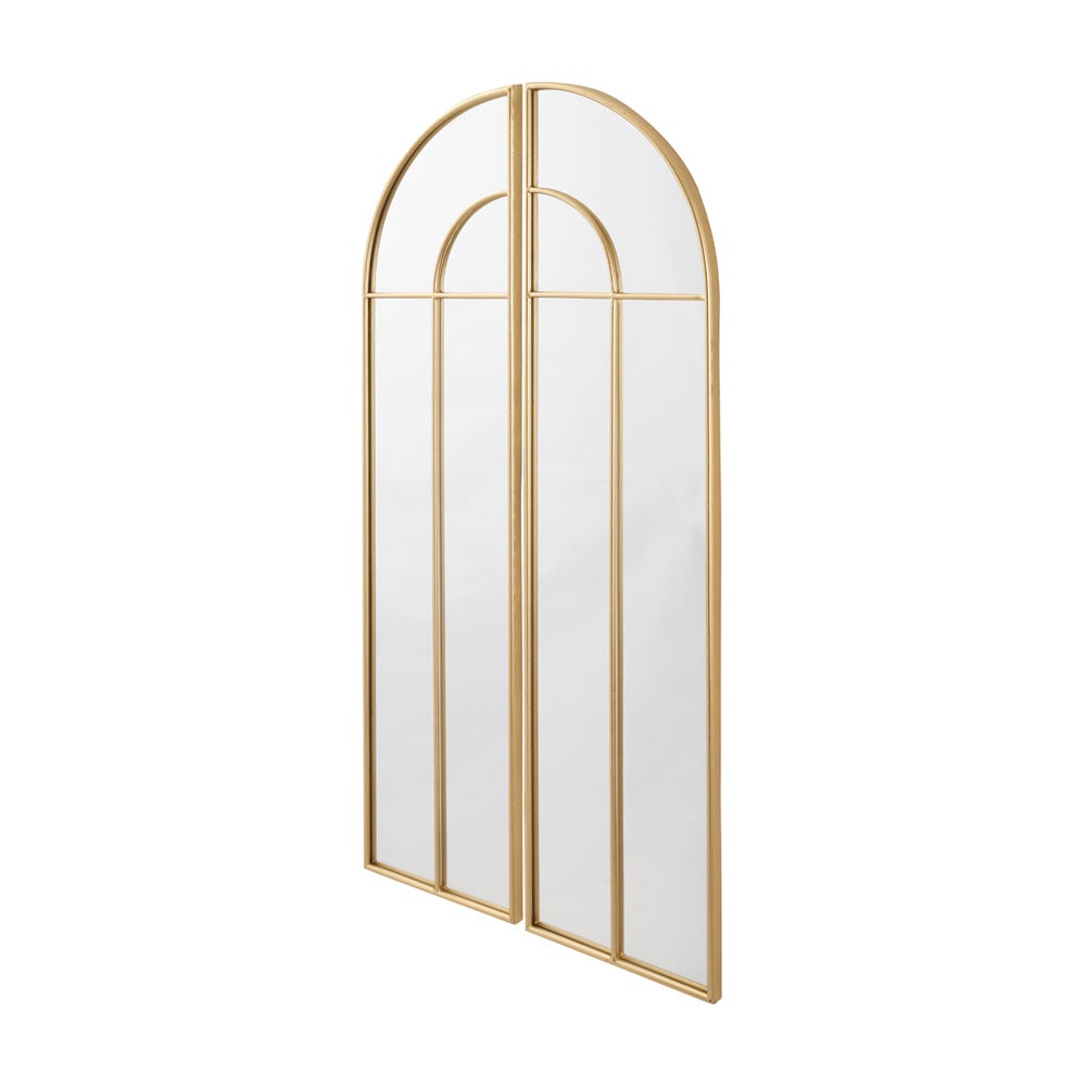 Product photograph of Olivia S Celine 2 Half Arch Section Wall Mirror In Gold Metal from Olivia's.