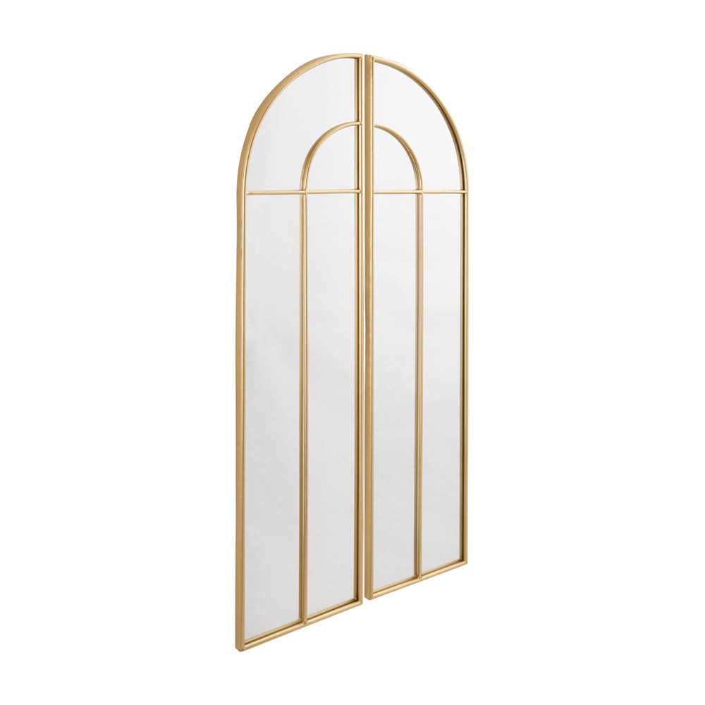 Product photograph of Olivia S Celine 2 Half Arch Section Wall Mirror In Gold Metal from Olivia's.