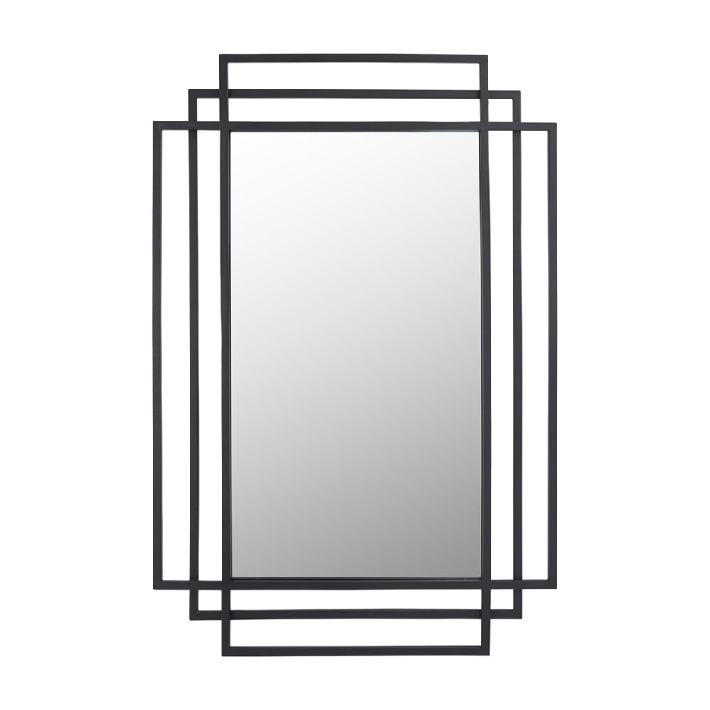 Olivias Chase Metal Rectangular Multi Framed Wall Mirror In Black