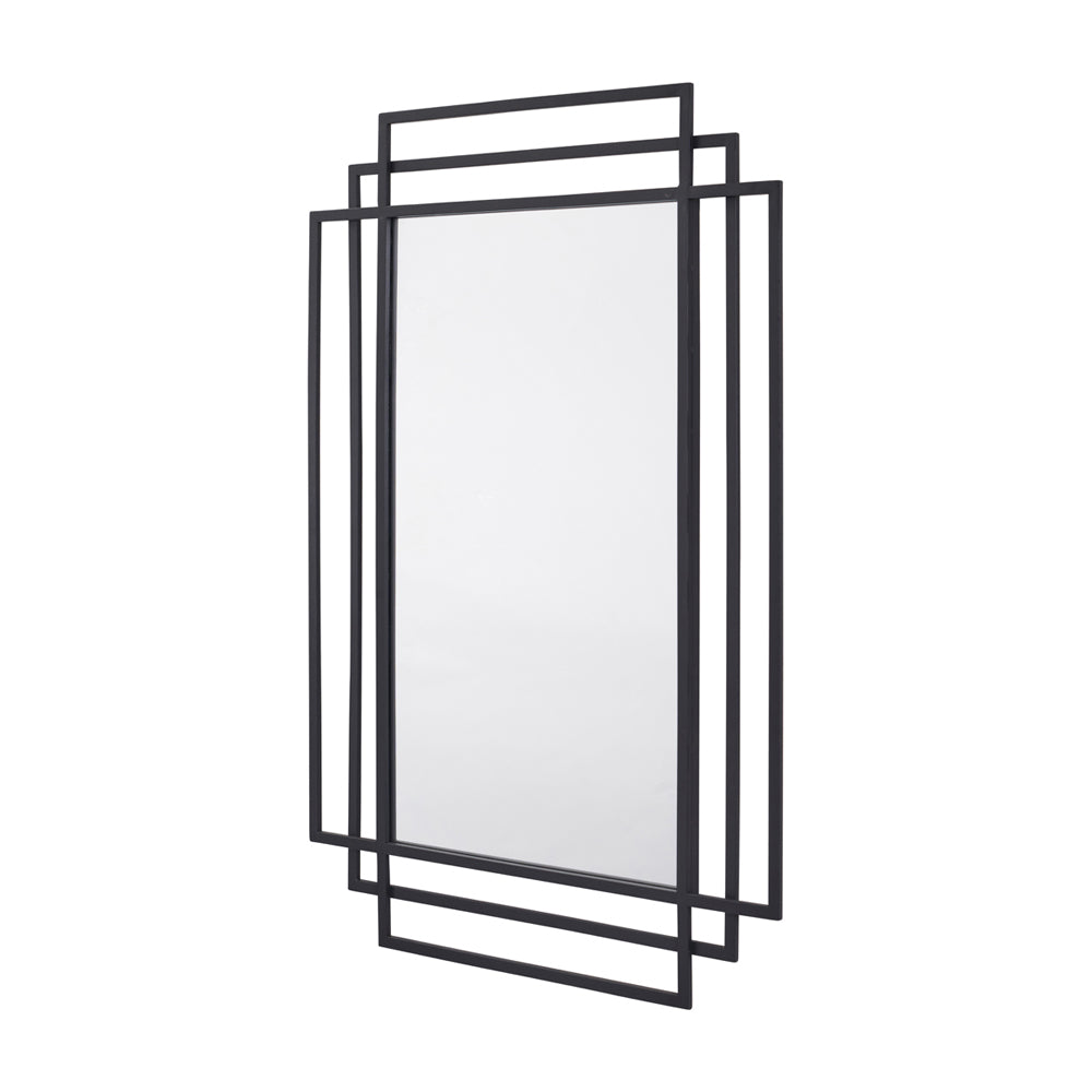 Product photograph of Olivia S Chase Metal Rectangular Multi Framed Wall Mirror In Black from Olivia's.