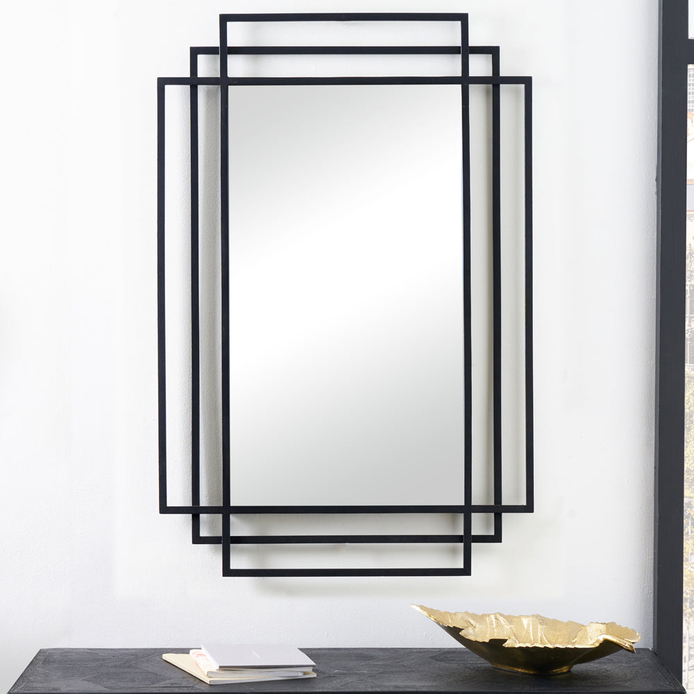 Product photograph of Olivia S Chase Metal Rectangular Multi Framed Wall Mirror In Black from Olivia's.