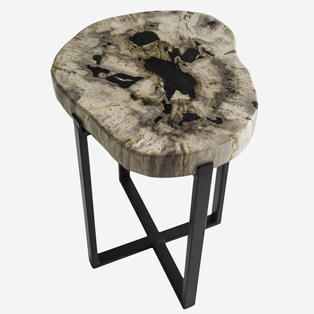 Product photograph of Andrew Martin Lamp Table Petrified Wood Metal from Olivia's.