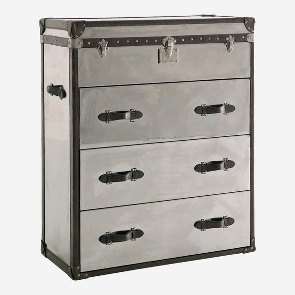 Andrew Martin Steel Leather Chest Of Drawers Olivia S