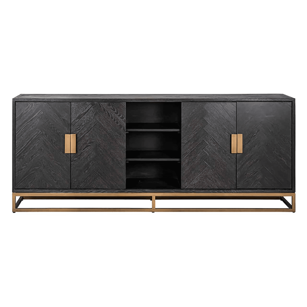 Product photograph of Richmond Blackbone 4 Doors Brushed Gold Sideboard from Olivia's.