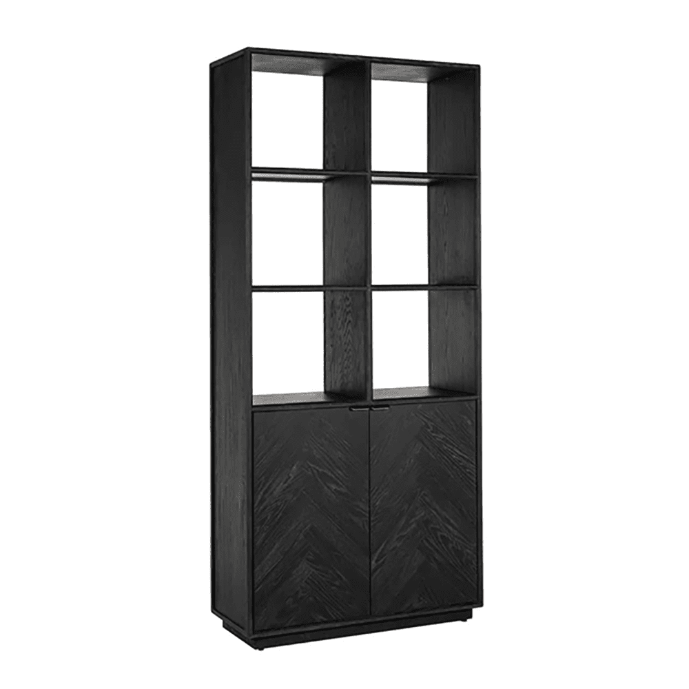 Product photograph of Richmond Blackbone 2 Doors Brushed Gold Bookcase from Olivia's