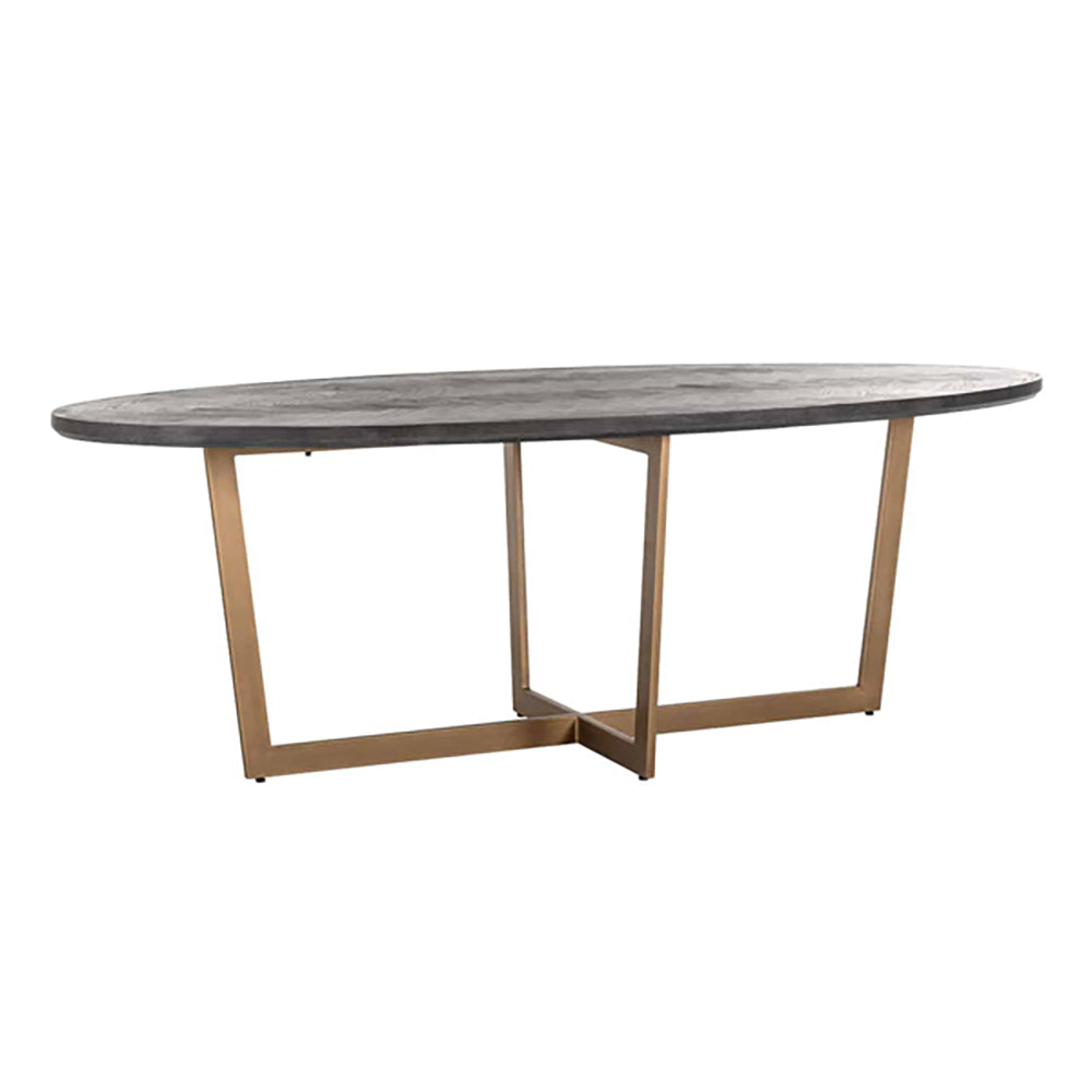 Product photograph of Richmond Blackbone 6 Seater Oval Dining Table In Brass Black from Olivia's