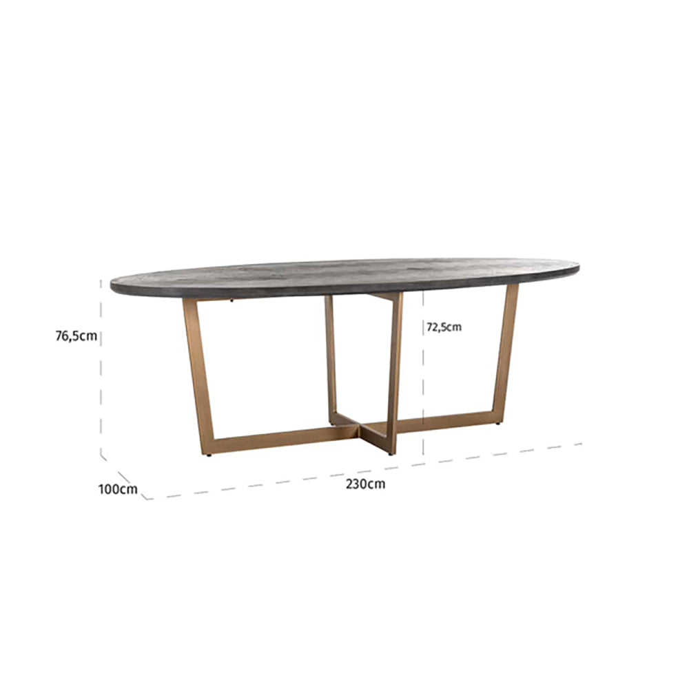 Product photograph of Richmond Blackbone 6 Seater Oval Dining Table In Brass Black from Olivia's.