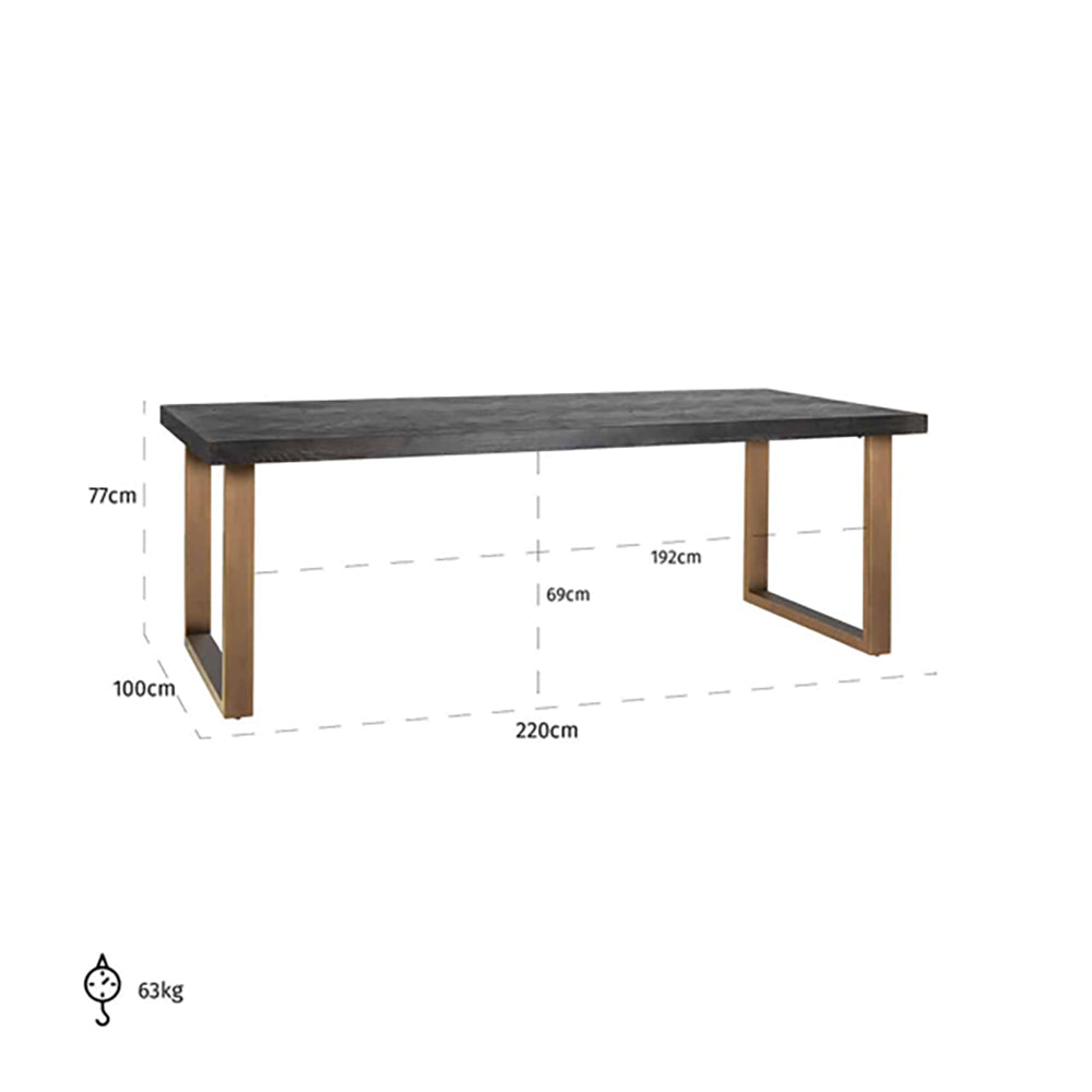 Product photograph of Richmond Blackbone 6 Seater Dining Table In Brass Black from Olivia's.