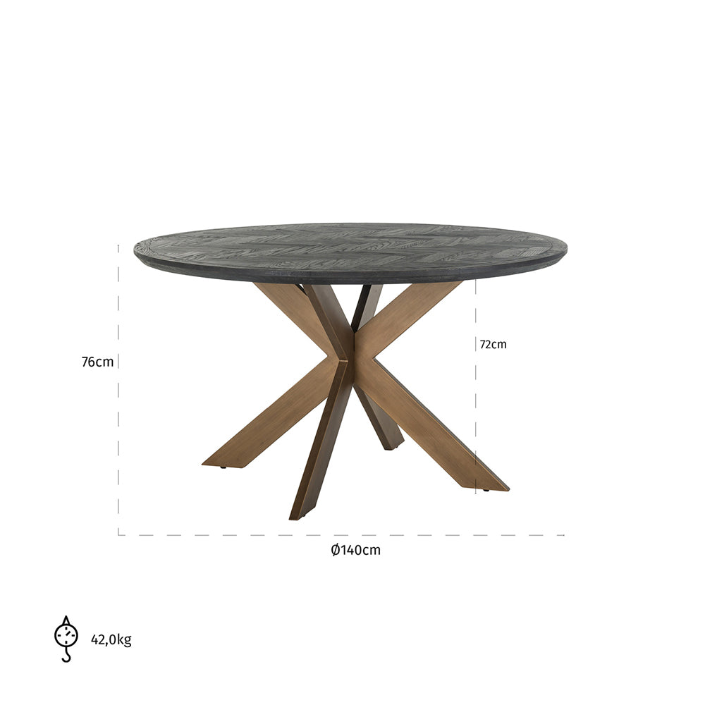 Product photograph of Richmond Blackbone Round Brass Dining Table - 140cm from Olivia's.