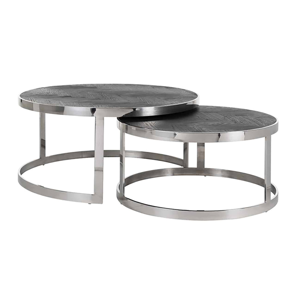 Product photograph of Richmond Set Of 2 Blackbone Silver Round Coffee Table from Olivia's