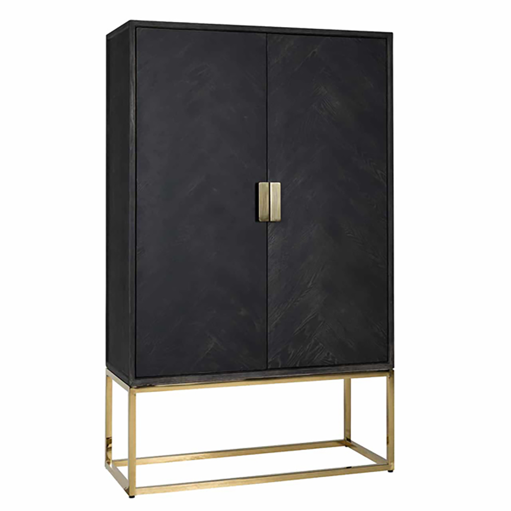 Product photograph of Richmond Blackbone 2 Doors Gold Cupboard from Olivia's