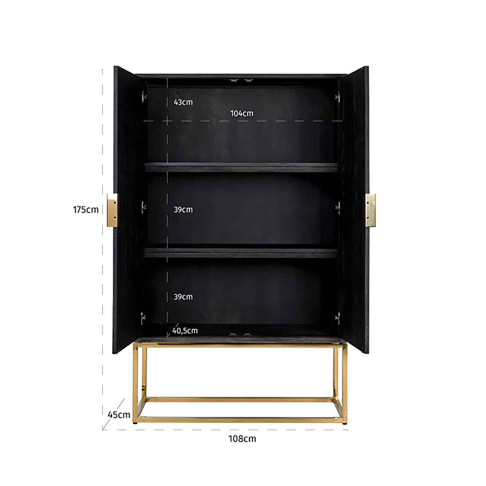 Product photograph of Richmond Blackbone 2 Doors Gold Cupboard from Olivia's.