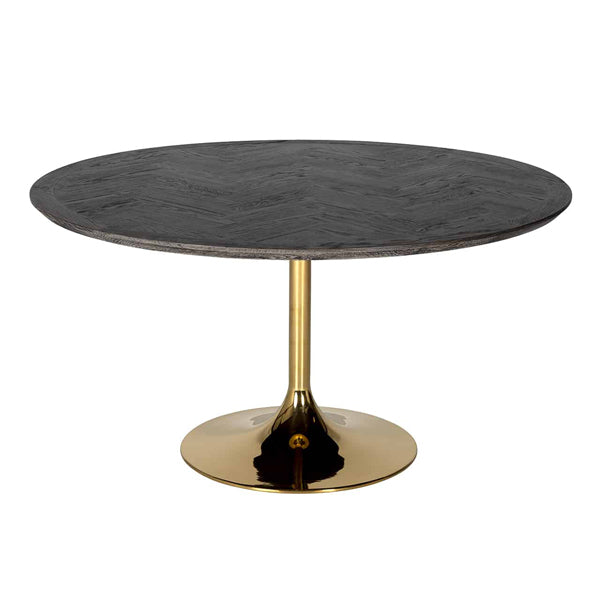 Product photograph of Richmond Blackbone Gold Round 4 Seater Dining Table from Olivia's.