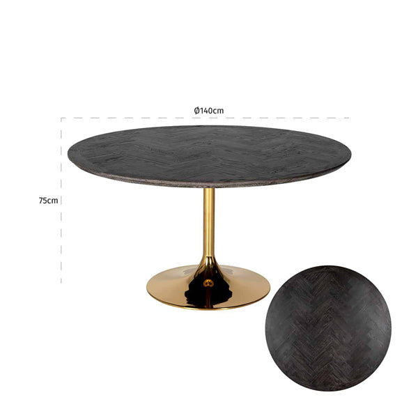 Product photograph of Richmond Blackbone Gold Round 4 Seater Dining Table from Olivia's.