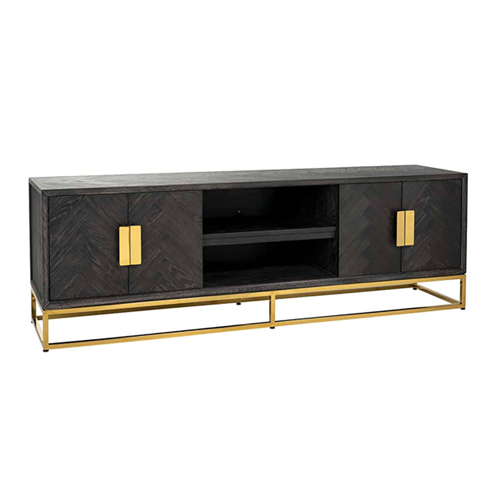 Product photograph of Richmond Blackbone 4 Doors Gold Tv Unit - Small from Olivia's