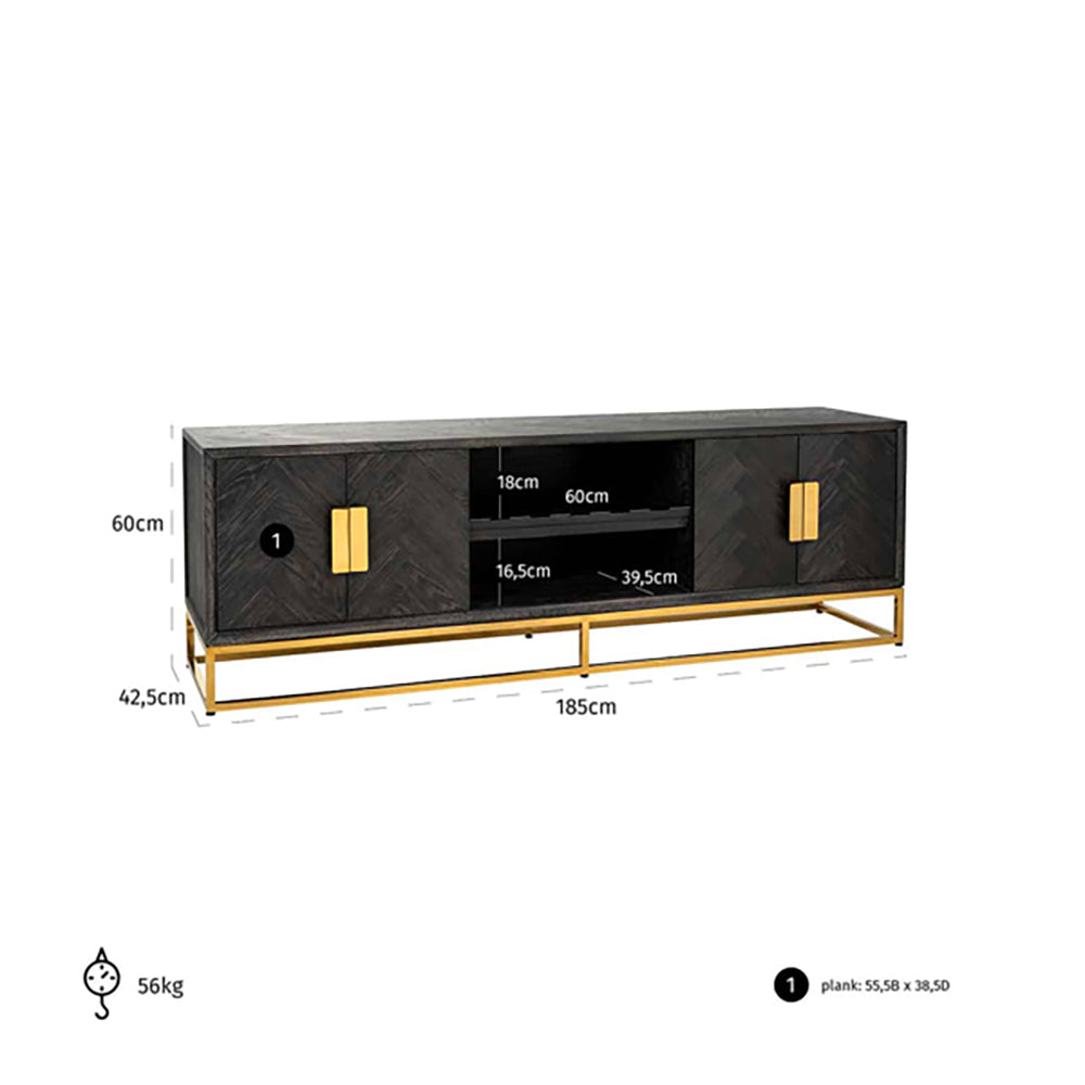 Product photograph of Richmond Blackbone 4 Doors Gold Tv Unit - Small from Olivia's.
