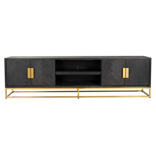 Product photograph of Richmond Blackbone 4 Doors Gold Tv Unit - Large from Olivia's.