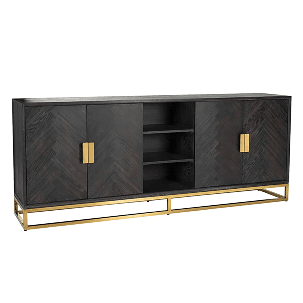 Product photograph of Richmond Blackbone 4 Doors Black Sideboard from Olivia's