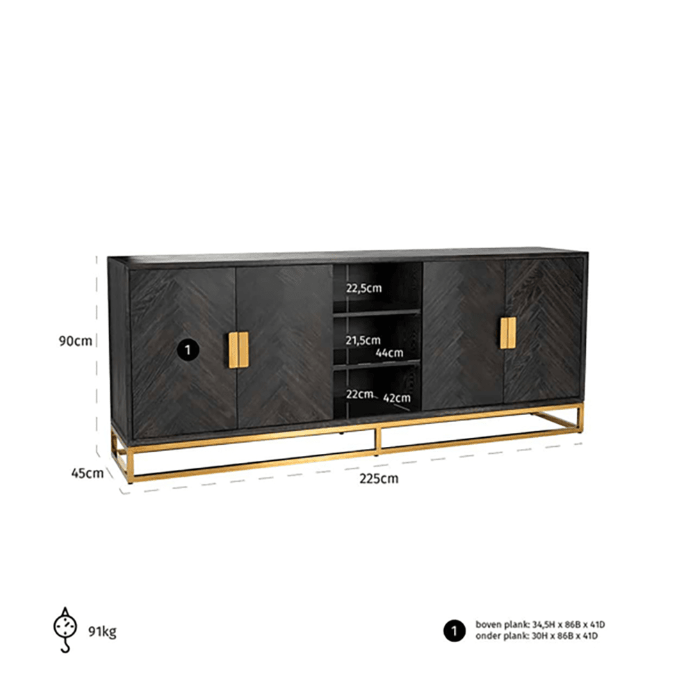 Product photograph of Richmond Blackbone 4 Doors Black Sideboard from Olivia's.