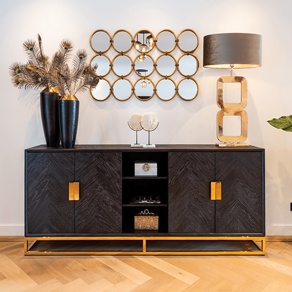 Product photograph of Richmond Blackbone 4 Doors Black Sideboard from Olivia's.