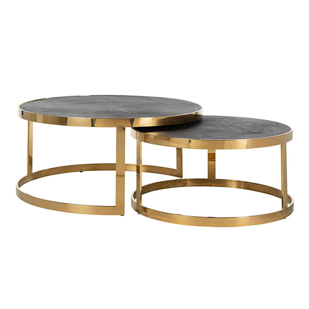 Product photograph of Richmond Set Of 2 Blackbone Gold Round Coffee Table from Olivia's