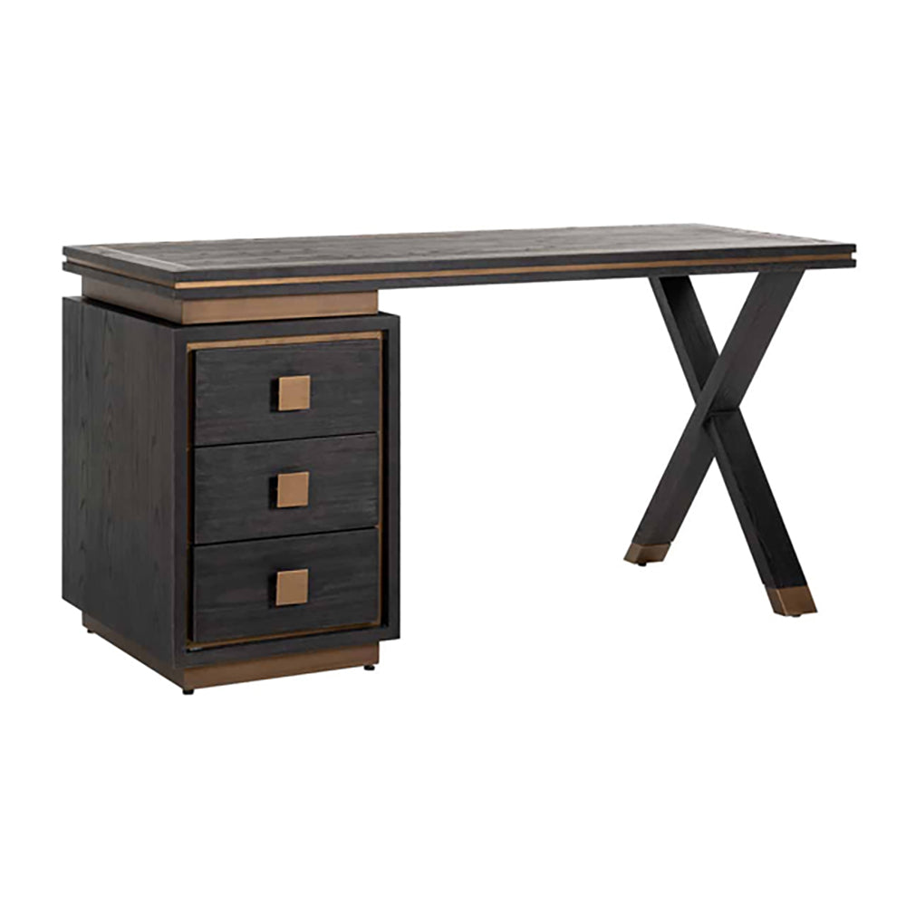 Product photograph of Richmond Hunter 3 Drawers Black Desk from Olivia's