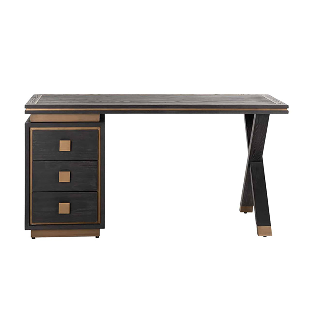 Product photograph of Richmond Hunter 3 Drawers Black Desk from Olivia's.