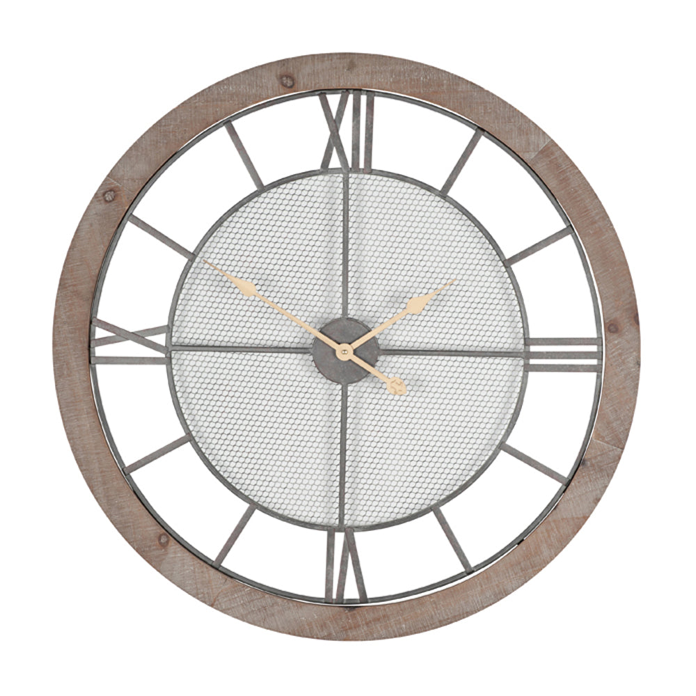 Product photograph of Olivia S Persia Natural Wood And Metal Round Wall Clock from Olivia's.