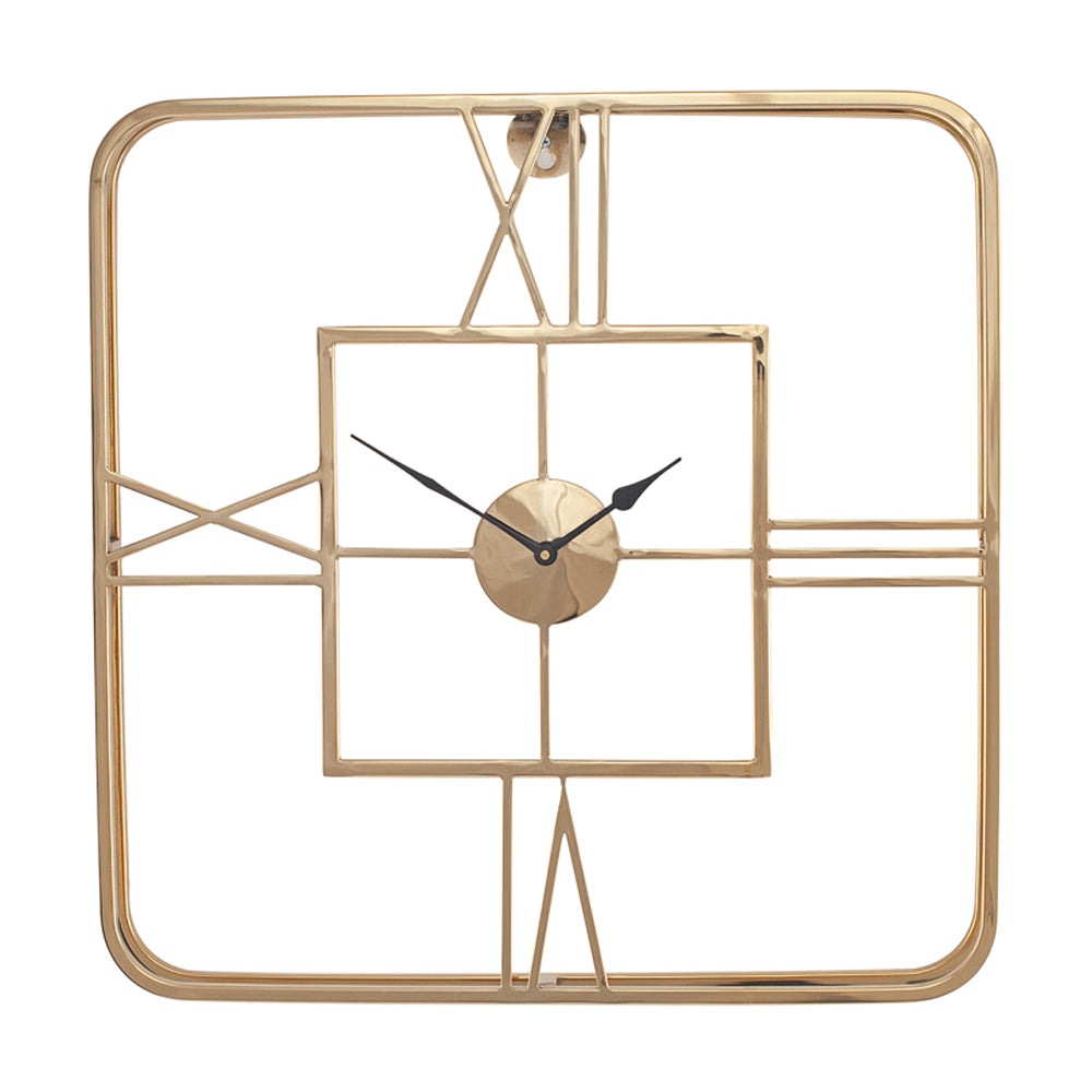 Olivias Metal Square Wall Clock In Gold