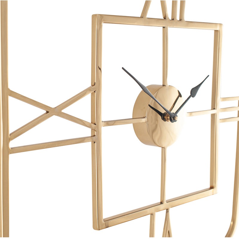 Product photograph of Olivia S Metal Square Wall Clock In Gold from Olivia's.