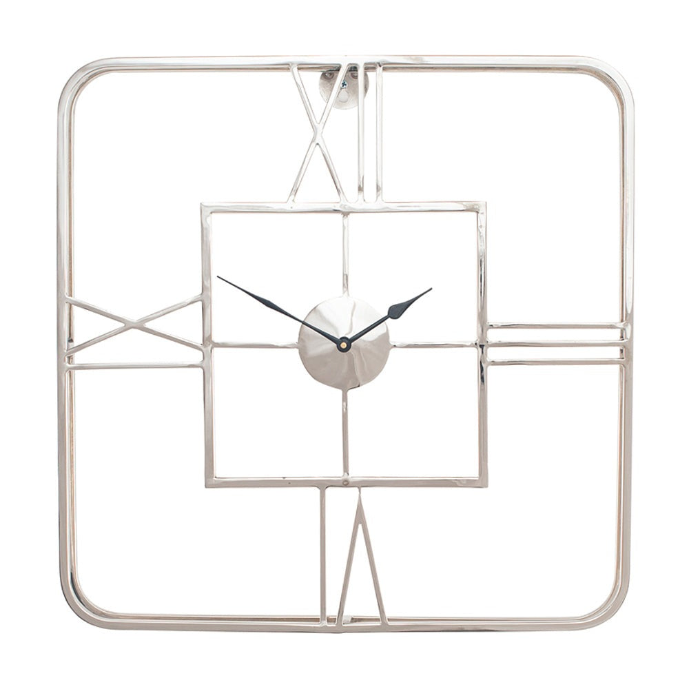 Olivias Metal Square Wall Clock In Silver