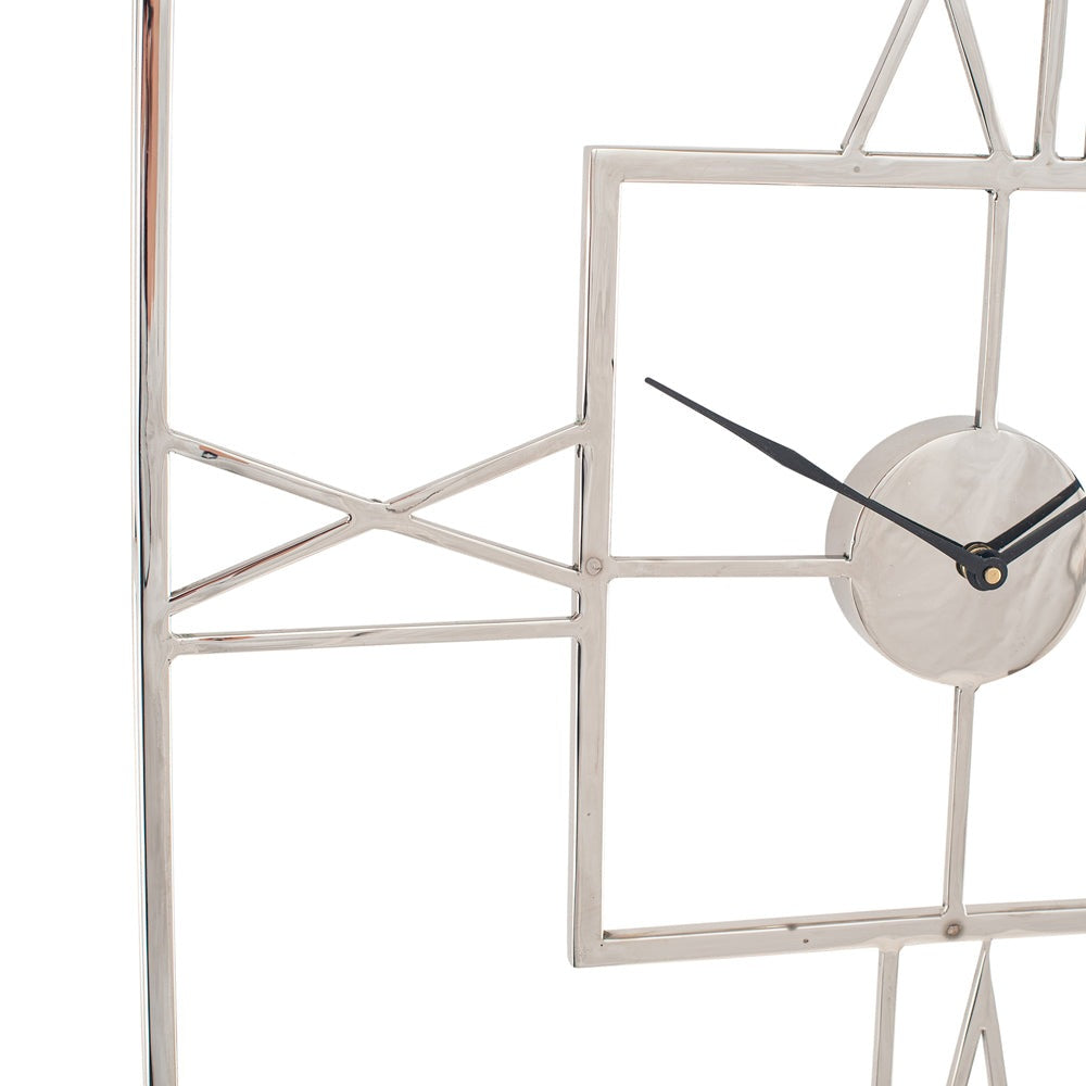 Product photograph of Olivia S Metal Square Wall Clock In Silver from Olivia's.