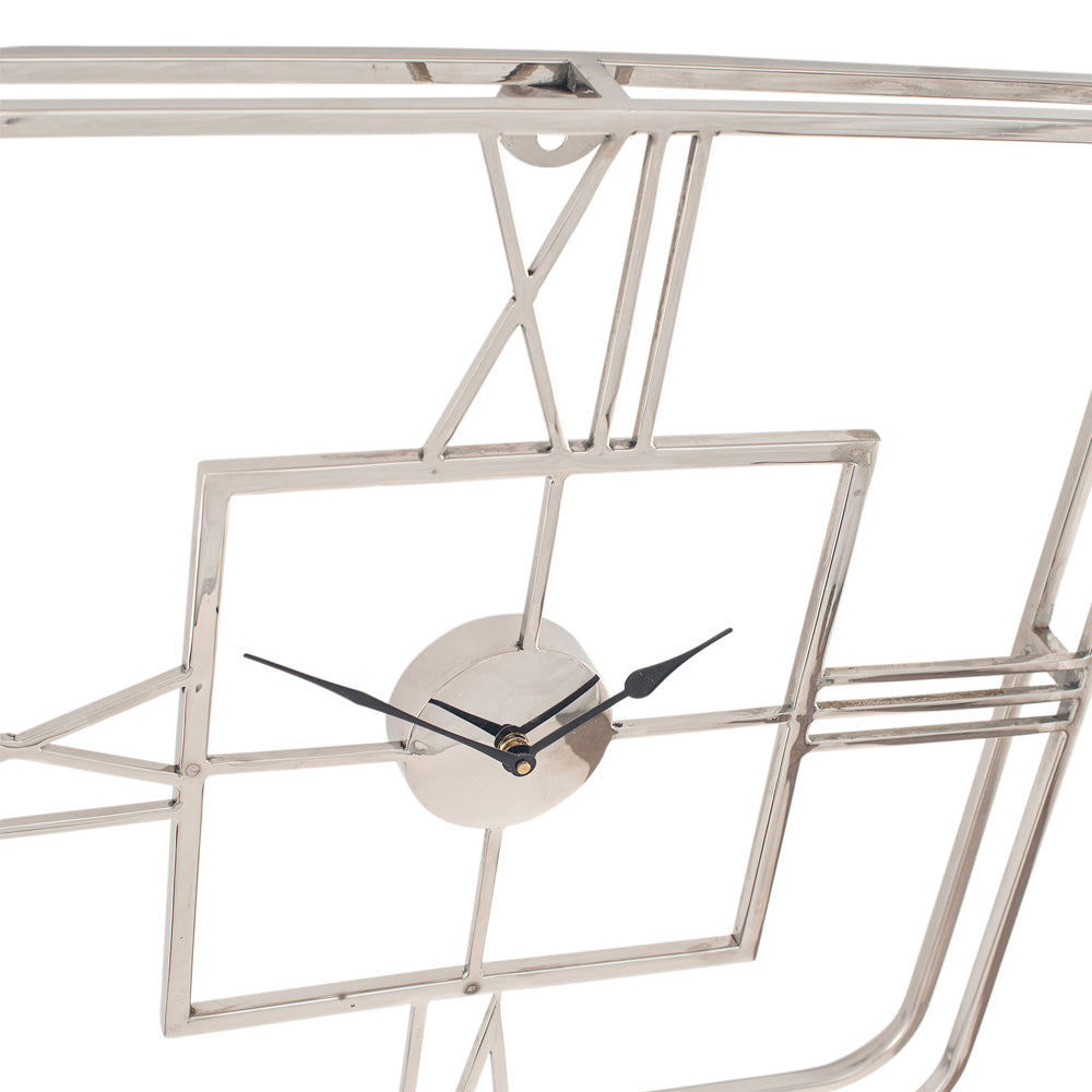 Product photograph of Olivia S Metal Square Wall Clock In Silver from Olivia's.