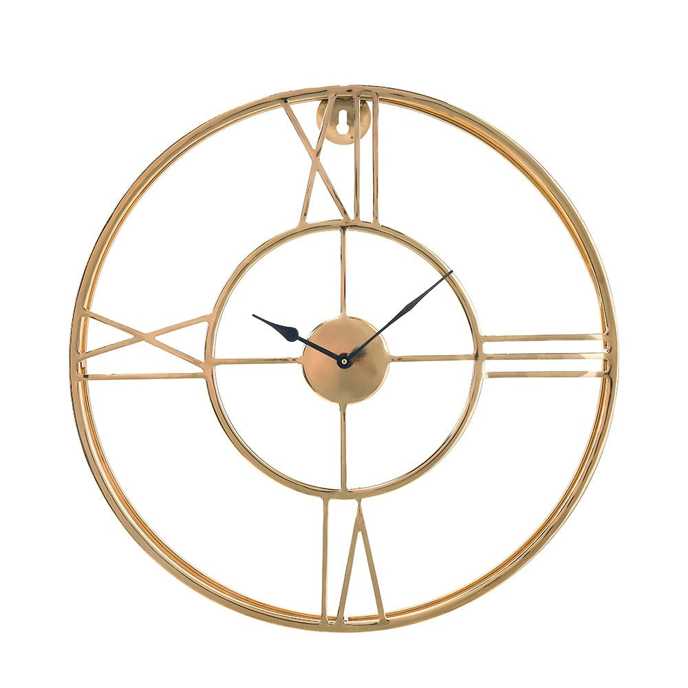 Product photograph of Olivia S Metal Double Framed Wall Clock In Gold from Olivia's