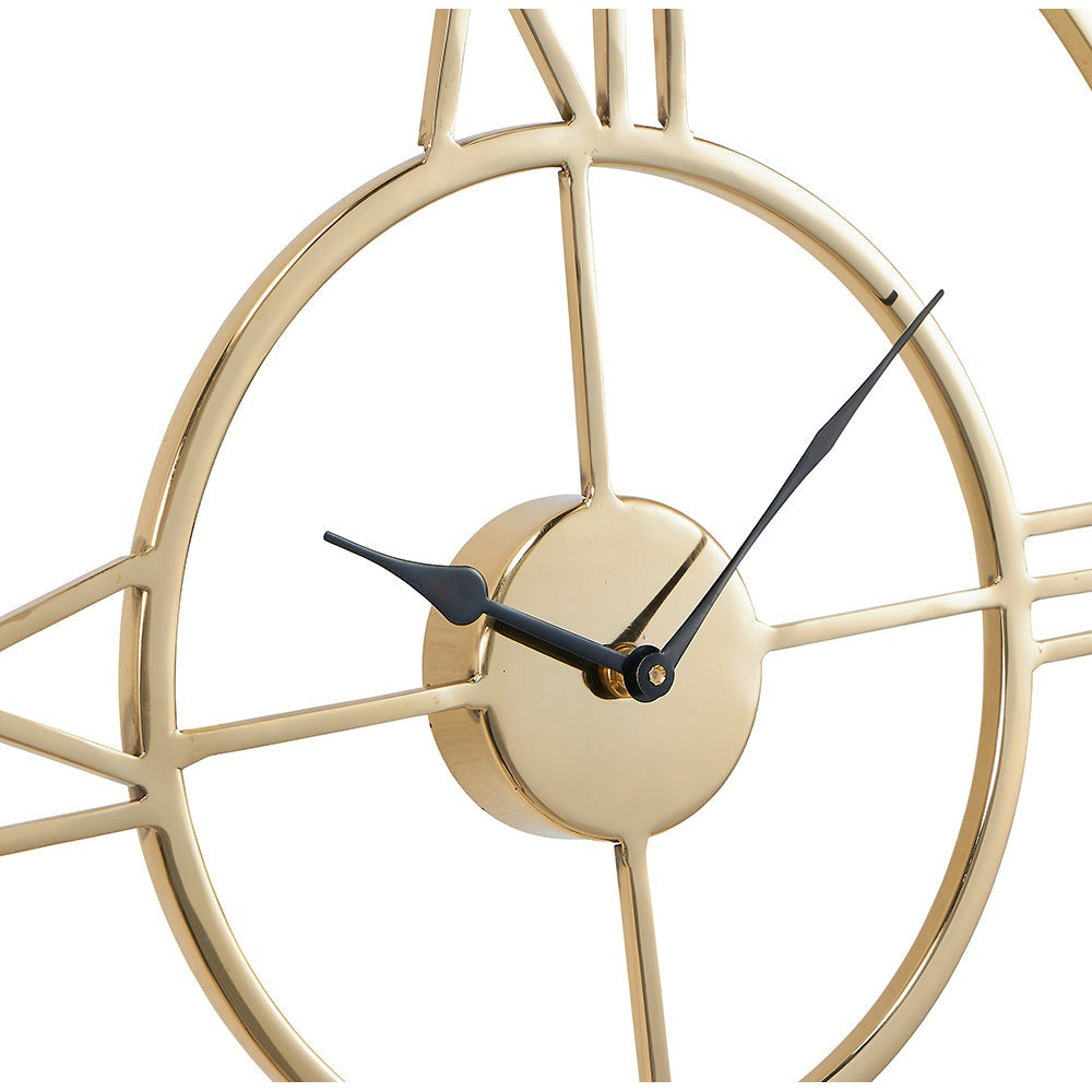 Product photograph of Olivia S Metal Double Framed Wall Clock In Gold from Olivia's.