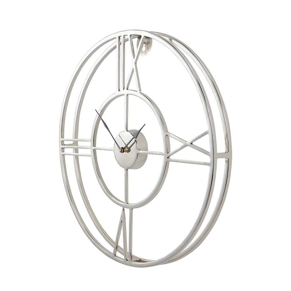 Product photograph of Olivia S Metal Double Framed Wall Clock In Silver from Olivia's.