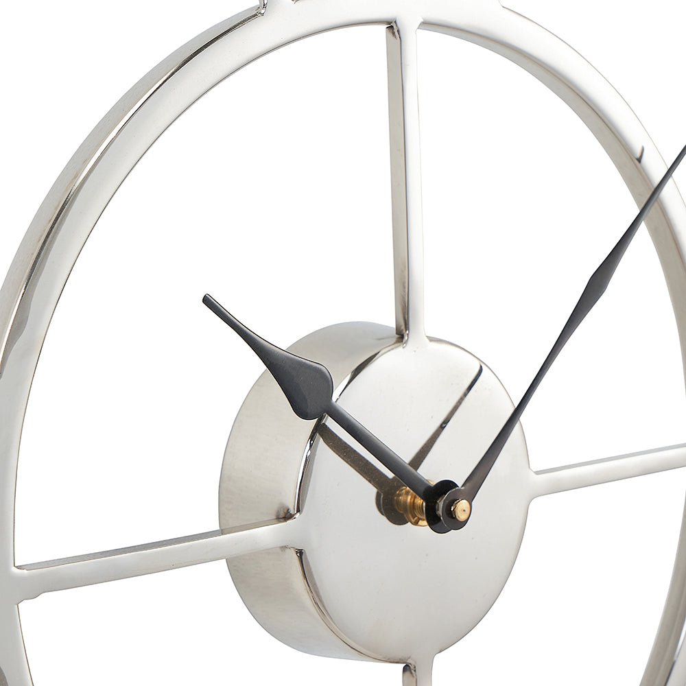 Product photograph of Olivia S Metal Double Framed Wall Clock In Silver from Olivia's.