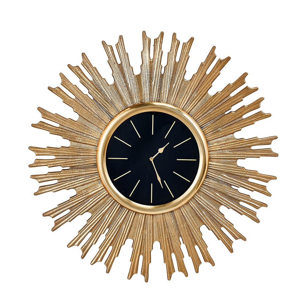 Olivias Fleur Starburst Wall Clock In Gold